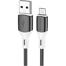 Дата кабель USB 2.0 AM to Micro 5P 1.0m 2.4A silicone BX79 black BOROFONE (6974443384765)