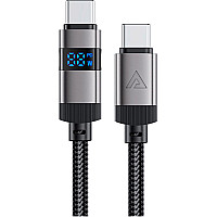 Дата кабель USB-C to USB-C 1.2m 60W digital display C15-03 Black Acefast (6974316283720)