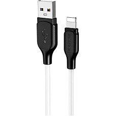 Дата кабель USB 2.0 AM to Lightning 1.0m 2.4A silicone BX42 white BOROFONE (6931474736734)