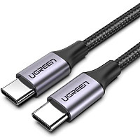 Дата кабель USB-C to USB-C 2.0m US261 18W Round Cable Nickel Plating Aluminum Shell Black Ugreen (50