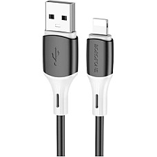 Дата кабель USB 2.0 AM to Lightning 1.0m 2.4A silicone BX79 black BOROFONE (6974443384741)