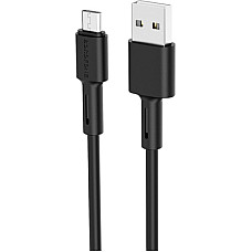 Дата кабель USB 2.0 AM to Micro 5P 1.0m 2.4A silicone BX31 black BOROFONE (6931474710376)