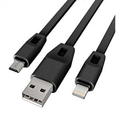 Дата кабель USB 2.0 AM to Lightning + Micro 5P 1.0m 2А (DR-1622) (Black) Drobak (219093)