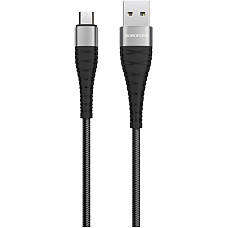 Дата кабель USB 2.0 AM to Micro 5P 1.0m 2.4A nylon BX32 black BOROFONE (6931474710437)