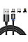 Дата кабель USB 2.0 AM to Lightning + Micro 5P + Type-C magnetic black Denmen (DN-D09E-BK)