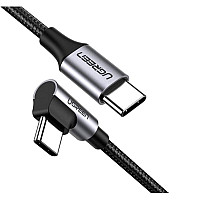 Дата кабель USB-C to USB-C 1.0m US255 Angled 3A (GrayBlack) Ugreen (50123)