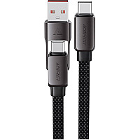 Дата кабель USB-C to USB-C/A 1.2m 3.0A zink alloy C13-04 Black Acefast (6974316282334)