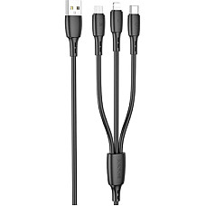 Дата кабель USB 2.0 AM to Lightning + Micro 5P + USB-C 1.0m 2A PVC BX71 black BOROFONE (697444338454