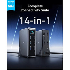 Концентратор Anker USB-C 14-in-1 Dual Display 160W black (A83B63A1)