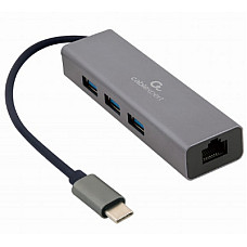 USB-хаб Cablexpert USB Type-C Grey 3-в-1 (A-CMU3-LAN-01)