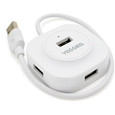 Концентратор VEGGIEG USB 2.0 to 4xUSB 0.3m white (V-U2407)