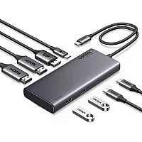 Концентратор Ugreen USB-C to 2xUSB 3.2 + 2xUSB-C 3.2 + 2xHDMI + DP 4K60Hz + PD 100W CM639 gray (35625)