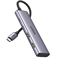 Концентратор Ugreen USB-C to 2xUSB 3.0 + 2xUSB-C CM473 gray (15395)