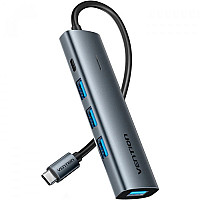 Концентратор VENTION USB-C to 4xUSB 3.0 + 1xUSB-C black (TGZHB)