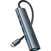 Концентратор VENTION USB-C to 4xUSB 3.0 + 1xUSB-C black (TGZHB)