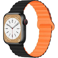Ремінець до смарт-годинника Drobak Silicone Magnetic Link для Apple Watch All Series 38/40/41mm Black orange (898923)