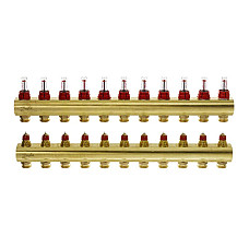 Розподільний колектор Danfoss FHF-F, 11+11 контурів, з ротаметрами, латунь (088U0531) (1824044)