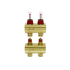 Розподільний колектор Danfoss FHF-F, 2+2 контури, з ротаметрами, латунь