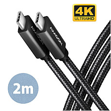 Дата кабель USB-C to USB-C 2.0m USB 3.2 Gen 2 PD 100W 5A 4K black AXAGON (BUCM32-CM20AB)
