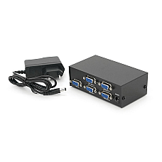Активний спліттер VGA сигналу KV-FJ1504A  (VGA2004) 150MHz 4 Port, DC5V / 2A, Black (1578682)
