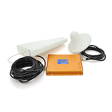 Комплект підсилювач GSM203-3G-4G 900/1800МГц. Підсилювач дводіапазонний, антена прийому 10м кабелю, антена ретрансляції 3 метри. Gold (1626920)