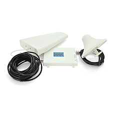 Комплект підсилювач GSM304-3G-4G 900/1800/2100МГц. Підсилювач тридіапазонний, антена прийому 10м кабелю, антена ретрансляції 3 метри. White (1626924)