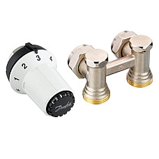 Комплект термостатичний Danfoss RAS-CK + RLV-KS, H-подібний, нижнє підкл, M30x1.5,  1/2", кутовий