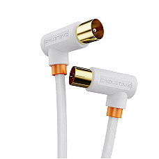 Кабель Cabletime Телевізійний, 2m, Г-подібний 90 градусів Male to Female, 75OHM, White (CF35L)