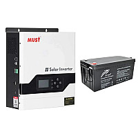 Система резервного живлення 24V на базі сонячного інвертора Must 3200W 24V 60A (PV18-3224VPM II) + батареї Ritar R-LFP 25.6V 100Ah LiFePO₄+силові кабеля 2*1м