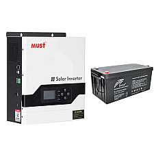 Система резервного живлення 24V на базі сонячного інвертора Must 3200W 24V 60A (PV18-3224VPM II) + батареї Ritar R-LFP 25.6V 100Ah LiFePO₄+силові кабеля 2*1м
