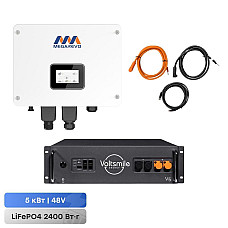 Комплект резервного живлення: гібридний інвертор 5kW Megarevo й акумуляторна батарея 48В 2400Втг Voltsmile V5 LiFePo4 (1785978)
