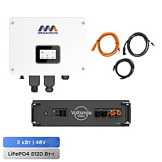 Комплект резервного живлення: гібридний інвертор 5kW Megarevo й акумуляторна батарея 51.2В 5120Втг Voltsmile V10 Classic LiFePo4 (1785984)