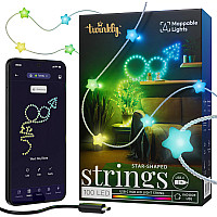 Гірлянда Twinkly Smart LED Strings USB 100 Star-shaped RGB LEDs, Clear Wire, USB-C 6м (TWKS100RGB-T) (1778940)