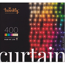 Гірлянда Twinkly Smart LED Curtain RGBW 400, Gen II, IP44, 1.45 х 2.1м, прозорий (TWW400SPP-TEU)