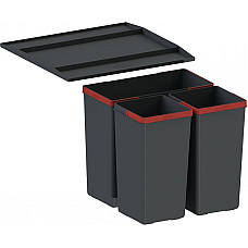 Сортер для сміття Franke Easysort 450-1-2, 2 шт.x 14.5 л, кришка,  чорний пластик (121.0494.150)