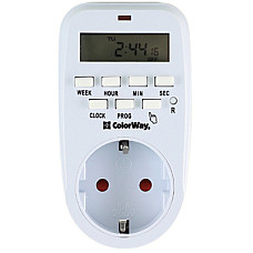Таймер-розетка ColorWay (16A/3680W) електронний тижневий 7D (CW-STE01-7D)