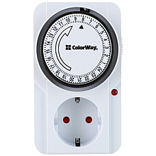 Таймер-розетка ColorWay (16A/3680W) механічний добовий 24Н (CW-STM01-24H)