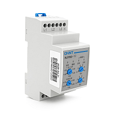 Реле контролю фаз CHINT NJYB3-12 AC220V 3F4P Захист U+(105~13)*Us/U-(07~095)*UsЗатримка 01~10сЗахист обриву/послідовності фаз Ue240/415V Ie0.75/0.47 1CO+1NO