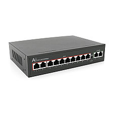 POE комутатор Merlion 10 POE 10/100 + 2 RJ45 10/100 вбудований блок живлення 52V 2.5A (1718004)