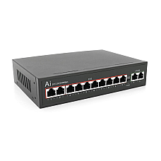 POE комутатор Merlion 10 POE 10/100 + 2 RJ45 10/100 вбудований блок живлення 52V 2.5A (1718004)