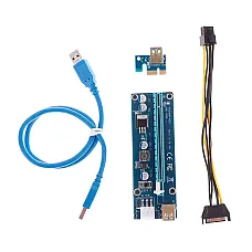 Райзер QUBE PCI-E x1 to 16x 60cm USB 3.0 Cable SATA to 6Pin Power PCE164P-NO3 ver 009S