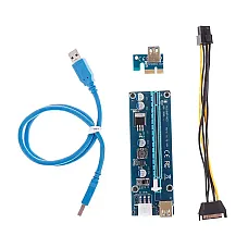 Райзер PCI-E x1 to 16x 60cm USB 3.0 Cable SATA to 6Pin Power PCE164P-NO3 ver 009S (1410632)