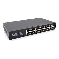 POE комутатор Merlion 24 POE 10/100 + 2 RJ45 10/100/1000+ вбудований блок живлення 52V 5.8A (1717997)