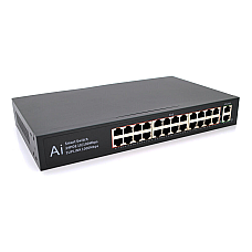 POE комутатор Merlion 24 POE 10/100 + 2 RJ45 10/100/1000+ вбудований блок живлення 52V 5.8A (1717997)