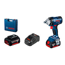 Гайковерт Bosch GDS 18V-400, 2x5Ah, 400 Нм, 0-2500 об/хв, кейс, зажим квадрат, 1.87 кг (0.601.9K0.020)