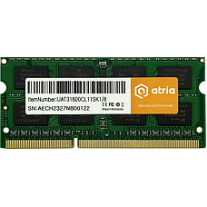 Модуль пам'яті для ноутбука SoDIMM DDR3 8GB 1600 MHz ATRIA (UAT31600CL11SK1/8)