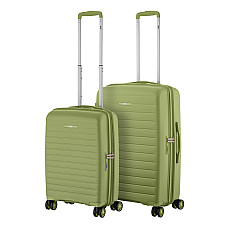 Набір валіз 2E, Aero, поліпропілен, (M+S), TSA, 4 колеса, EXP, оливково-зелений (2E-SPP-AERO-SET2-MG)