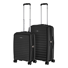 Набір валіз 2E, Aero, поліпропілен, (M+S), TSA, 4 колеса, EXP, чорний (2E-SPP-AERO-SET2-BK)