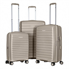 Набір валіз 2E, Aero, поліпропілен, (L+M+S), TSA, 4 колеса, EXP, сіро-коричневий (2E-SPP-AERO-SET3-TP)