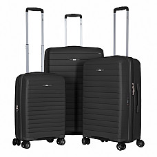 Набір валіз 2E, Aero, поліпропілен, (L+M+S), TSA, 4 колеса, EXP, чорний (2E-SPP-AERO-SET3-BK)